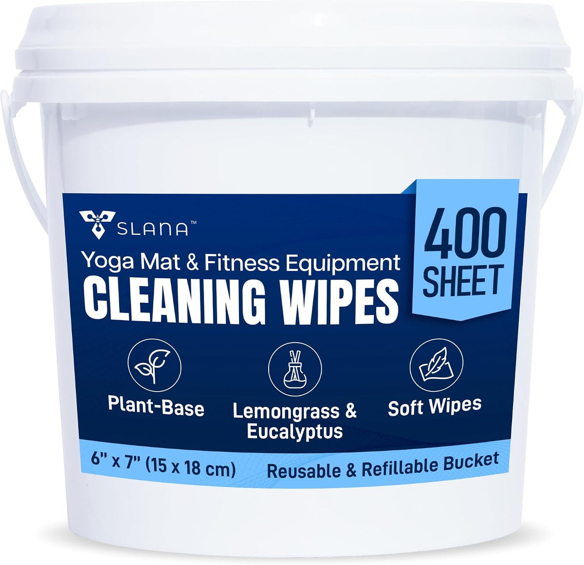 Yoga Mat Cleaner Wipes & Peloton Bike Wipes, 400 Ct Large 6"x7"