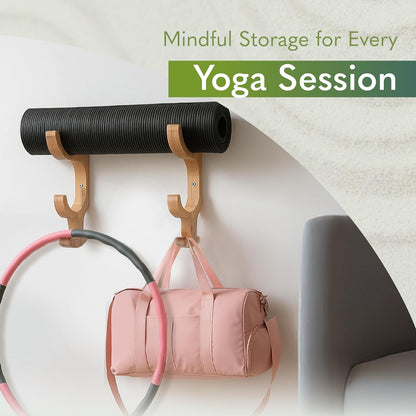 Wooden Yoga Mat Holder Wall Mount - Home Gym Decor - Yoga Mat Storage - Garage Gym Accessories Storage & Organizer - Resistance Band Wall Mount - Gym Organization for Home