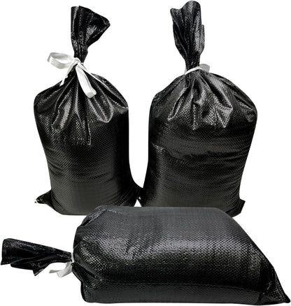 Empty Sandbags for Hurricane Flooding - UV Protected, Military Grade, 14" x 26" with Ties, Holds 50 lbs for Flood Protection – Pack of 10 Bags