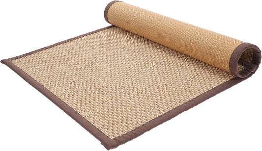 Bamboo Rug Woven Straw Seat Cushion Japanese Style Rattan Futon Sitting Pad Tatami Floor Pillow for Zen Garden Yoga Practice or Meditation Light Brown Japanese Tatami Mat