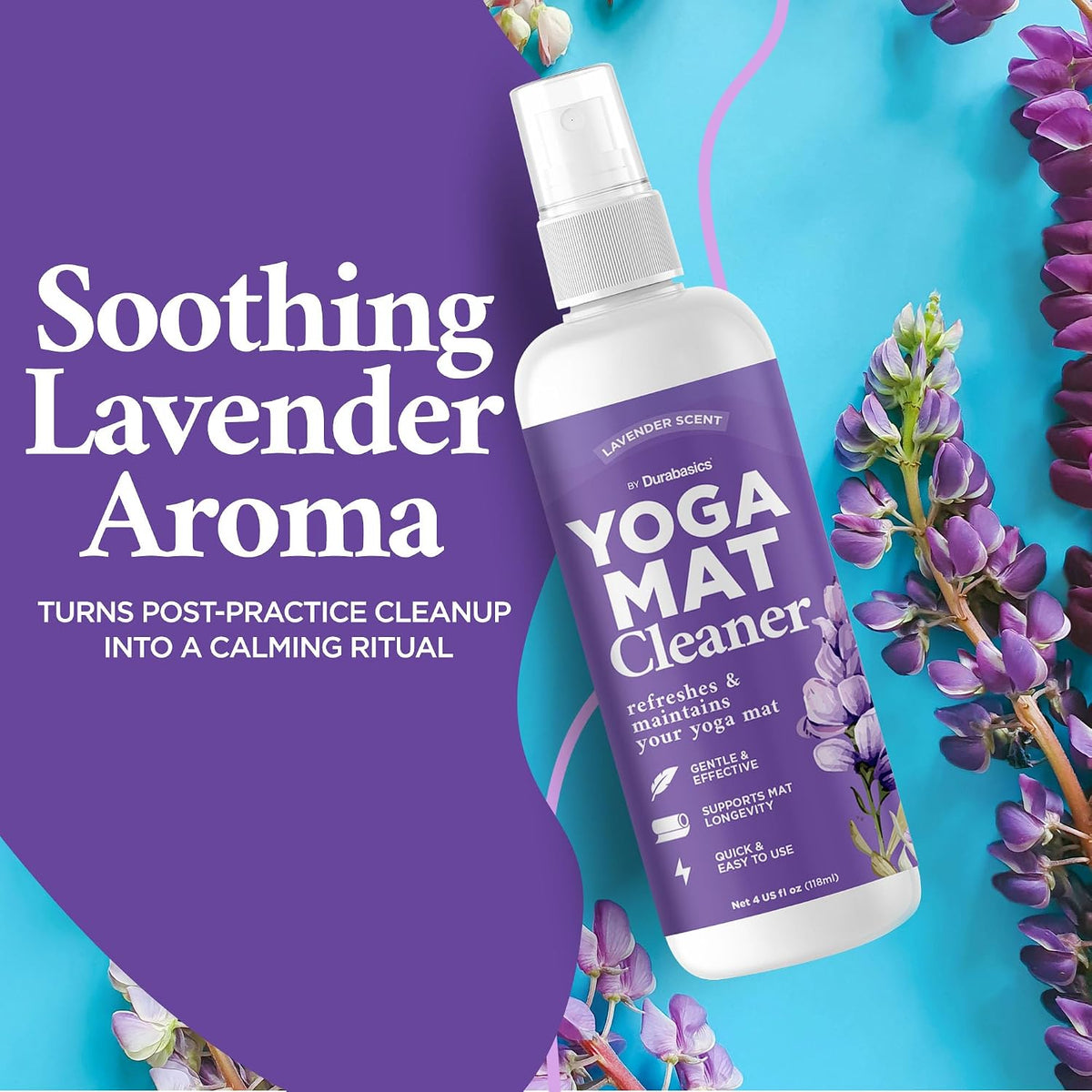 Yoga Mat Cleaner Spray, Lavender, 2 Pack with Microfiber Towel