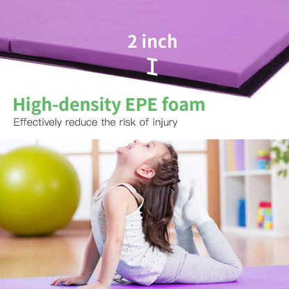 Yoga Mat Thick 2 Inch Workout Flooring for Home Gym - Exercise, Gymnastics, Tumbling, Pilates, Dance Equipment - Foldable Foam Play Mat for Kids and Adults