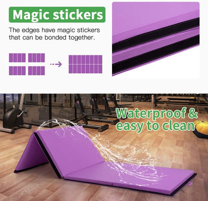 Yoga Mat Thick 2 Inch Workout Flooring for Home Gym - Exercise, Gymnastics, Tumbling, Pilates, Dance Equipment - Foldable Foam Play Mat for Kids and Adults