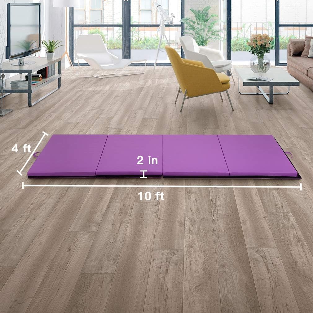 Yoga Mat Thick 2 Inch Workout Flooring for Home Gym - Exercise, Gymnastics, Tumbling, Pilates, Dance Equipment - Foldable Foam Play Mat for Kids and Adults