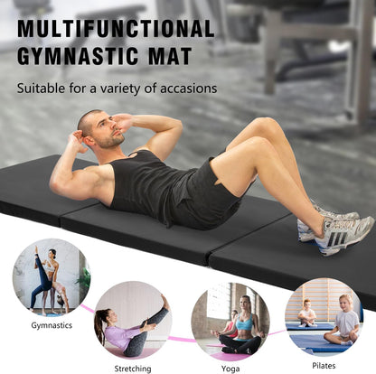 Yoga Mat Thick 2 Inch Workout Flooring for Home Gym - Exercise, Gymnastics, Tumbling, Pilates, Dance Equipment - Foldable Foam Play Mat for Kids and Adults
