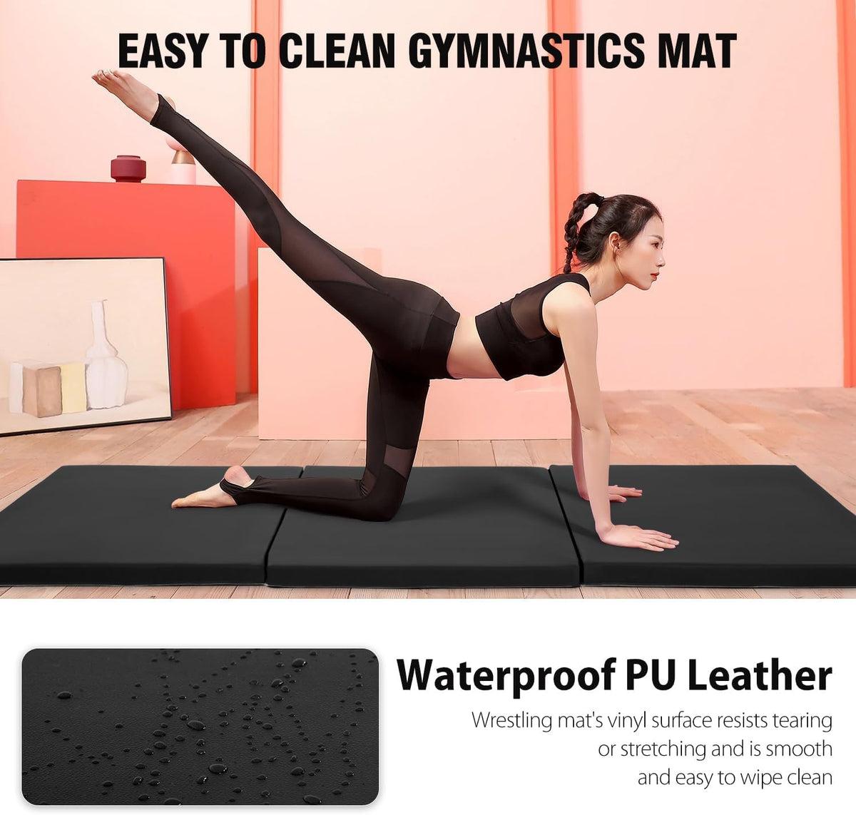 Yoga Mat Thick 2 Inch Workout Flooring for Home Gym - Exercise, Gymnastics, Tumbling, Pilates, Dance Equipment - Foldable Foam Play Mat for Kids and Adults