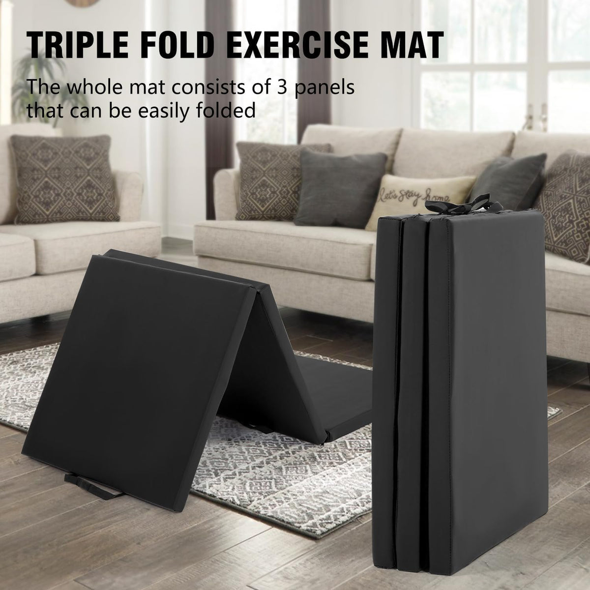 Yoga Mat Thick 2 Inch Workout Flooring for Home Gym - Exercise, Gymnastics, Tumbling, Pilates, Dance Equipment - Foldable Foam Play Mat for Kids and Adults