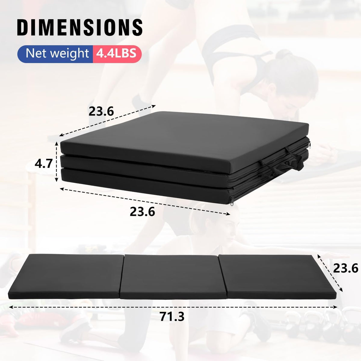 Yoga Mat Thick 2 Inch Workout Flooring for Home Gym - Exercise, Gymnastics, Tumbling, Pilates, Dance Equipment - Foldable Foam Play Mat for Kids and Adults