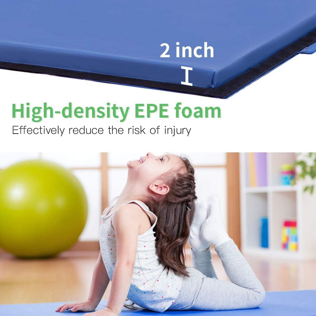 Yoga Mat Thick 2 Inch Workout Flooring for Home Gym - Exercise, Gymnastics, Tumbling, Pilates, Dance Equipment - Foldable Foam Play Mat for Kids and Adults