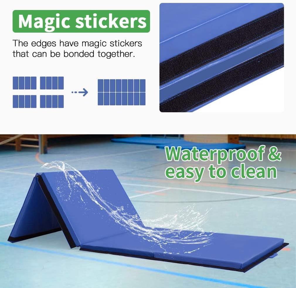 Yoga Mat Thick 2 Inch Workout Flooring for Home Gym - Exercise, Gymnastics, Tumbling, Pilates, Dance Equipment - Foldable Foam Play Mat for Kids and Adults