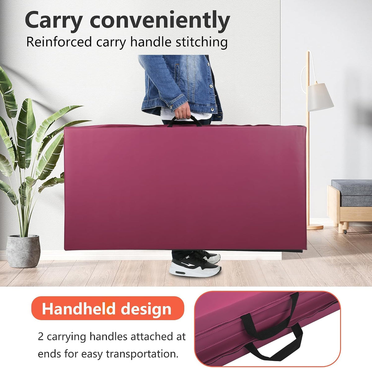Yoga Mat Thick 2 Inch Workout Flooring for Home Gym - Exercise, Gymnastics, Tumbling, Pilates, Dance Equipment - Foldable Foam Play Mat for Kids and Adults