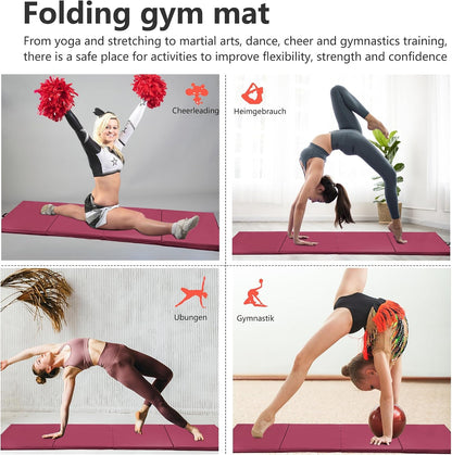 Yoga Mat Thick 2 Inch Workout Flooring for Home Gym - Exercise, Gymnastics, Tumbling, Pilates, Dance Equipment - Foldable Foam Play Mat for Kids and Adults