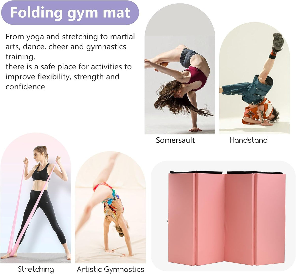 Yoga Mat Thick 2 Inch Workout Flooring for Home Gym - Exercise, Gymnastics, Tumbling, Pilates, Dance Equipment - Foldable Foam Play Mat for Kids and Adults