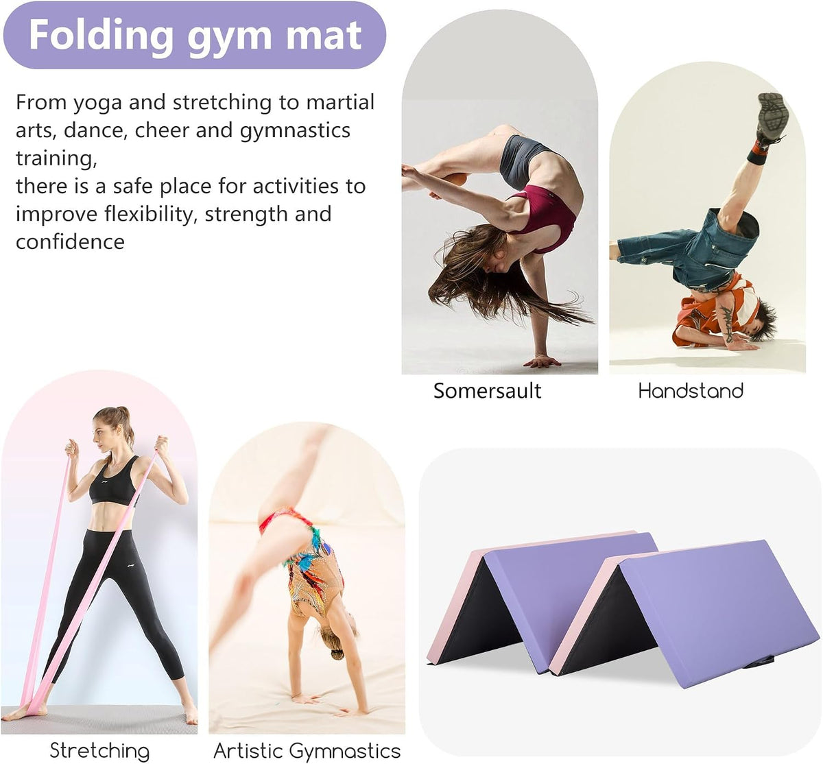 Yoga Mat Thick 2 Inch Workout Flooring for Home Gym - Exercise, Gymnastics, Tumbling, Pilates, Dance Equipment - Foldable Foam Play Mat for Kids and Adults