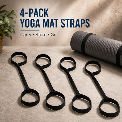 4pcs Yoga Mat Straps for Carrying, Adjustable Non-Slip Sling 31 Inch Yoga Mat Carrying Straps