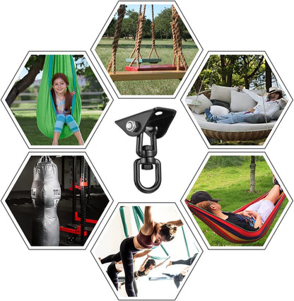 Hammock Hanging Kit,Hanging Chair Hardware 360°Rotating 1000 lb Capacity Hammock Hooks Heavy Duty,Hammock Chair Hanging Kit & Swing Ceiling Hook Snap for Hammock Chair Stand,Seat, Tree,Yoga,Gym(Black)