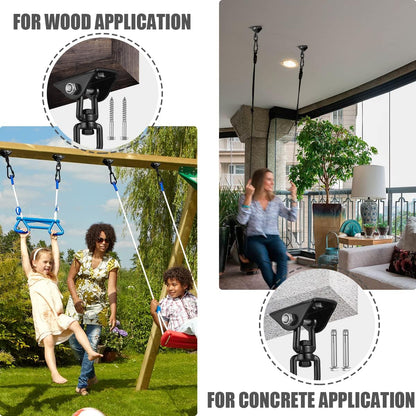Hammock Hanging Kit,Hanging Chair Hardware 360°Rotating 1000 lb Capacity Hammock Hooks Heavy Duty,Hammock Chair Hanging Kit & Swing Ceiling Hook Snap for Hammock Chair Stand,Seat, Tree,Yoga,Gym(Black)
