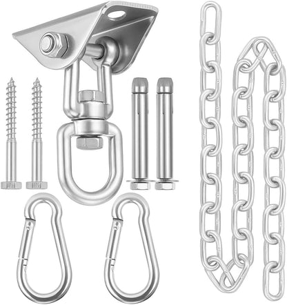 Hammock Hanging Kit,Hanging Chair Hardware 360°Rotating 1000 lb Capacity Hammock Hooks Heavy Duty,Hammock Chair Hanging Kit & Swing Ceiling Hook Snap for Hammock Chair Stand,Seat, Tree,Yoga,Gym(Black)