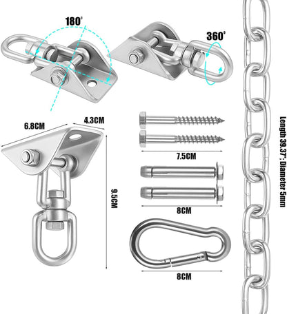 Hammock Hanging Kit,Hanging Chair Hardware 360°Rotating 1000 lb Capacity Hammock Hooks Heavy Duty,Hammock Chair Hanging Kit & Swing Ceiling Hook Snap for Hammock Chair Stand,Seat, Tree,Yoga,Gym(Black)