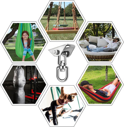 Hammock Hanging Kit,Hanging Chair Hardware 360°Rotating 1000 lb Capacity Hammock Hooks Heavy Duty,Hammock Chair Hanging Kit & Swing Ceiling Hook Snap for Hammock Chair Stand,Seat, Tree,Yoga,Gym(Black)