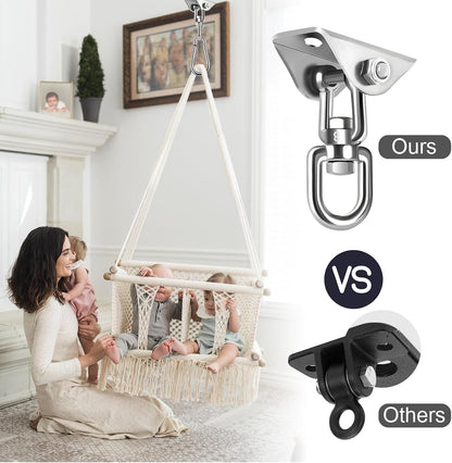 Hammock Hanging Kit,Hanging Chair Hardware 360°Rotating 1000 lb Capacity Hammock Hooks Heavy Duty,Hammock Chair Hanging Kit & Swing Ceiling Hook Snap for Hammock Chair Stand,Seat, Tree,Yoga,Gym(Black)