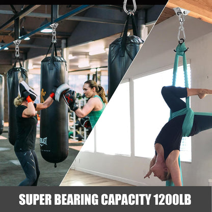 Hammock Hanging Kit,Hanging Chair Hardware 360°Rotating 1000 lb Capacity Hammock Hooks Heavy Duty,Hammock Chair Hanging Kit & Swing Ceiling Hook Snap for Hammock Chair Stand,Seat, Tree,Yoga,Gym(Black)