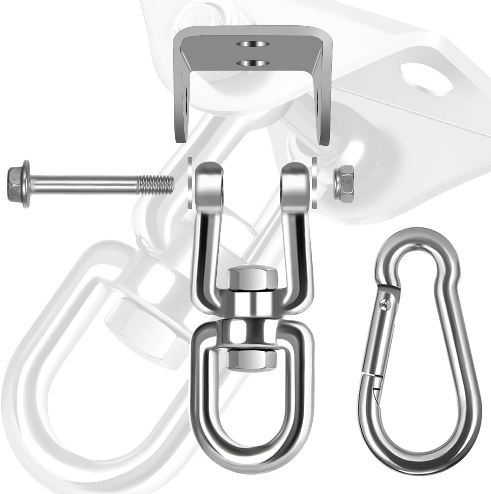 Hammock Hanging Kit,Hanging Chair Hardware 360°Rotating 1000 lb Capacity Hammock Hooks Heavy Duty,Hammock Chair Hanging Kit & Swing Ceiling Hook Snap for Hammock Chair Stand,Seat, Tree,Yoga,Gym(Black)
