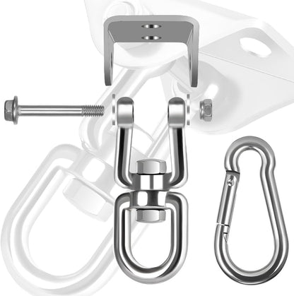 Hammock Hanging Kit,Hanging Chair Hardware 360°Rotating 1000 lb Capacity Hammock Hooks Heavy Duty,Hammock Chair Hanging Kit & Swing Ceiling Hook Snap for Hammock Chair Stand,Seat, Tree,Yoga,Gym(Black)