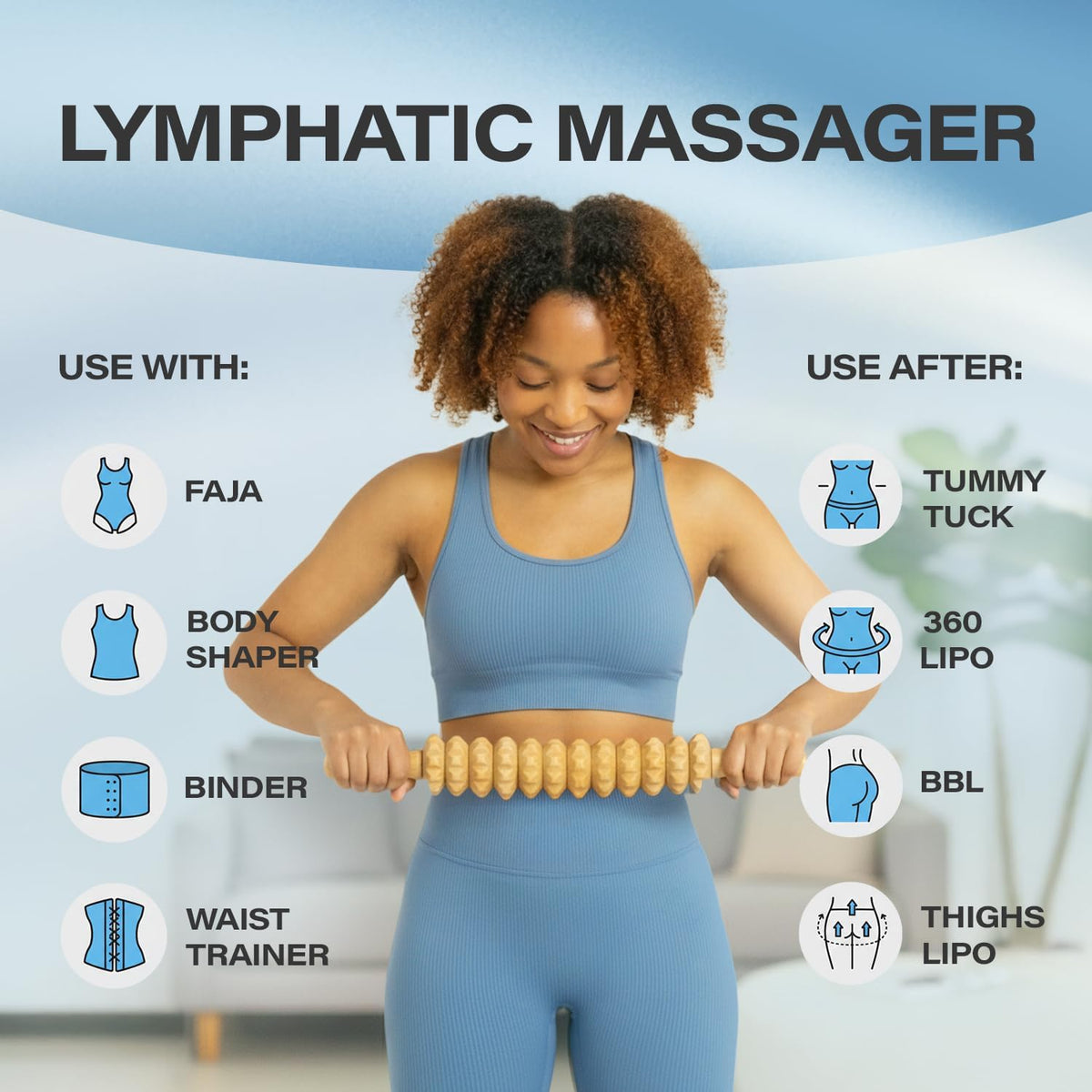 Lipo Roller Lymphatic Drainage Massager, Massage Tool for Stomach