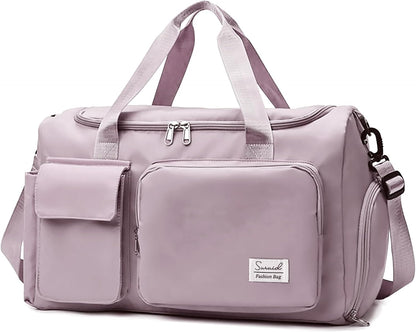 Gym Bag with Shoe Compartment, Sports Duffle Bag for Women, Pink