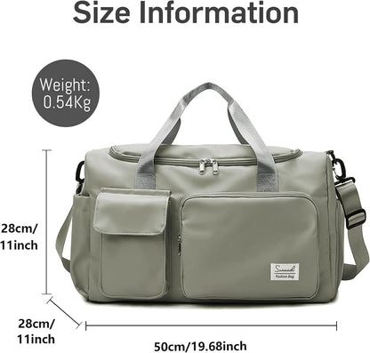 Gym Bag with Shoe Compartment, Sports Duffle Bag for Women, Pink
