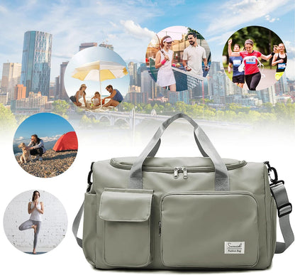 Gym Bag with Shoe Compartment, Sports Duffle Bag for Women, Pink