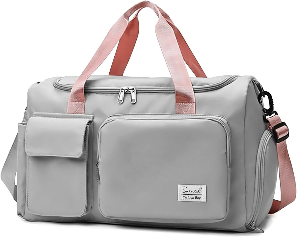 Gym Bag with Shoe Compartment, Sports Duffle Bag for Women, Pink