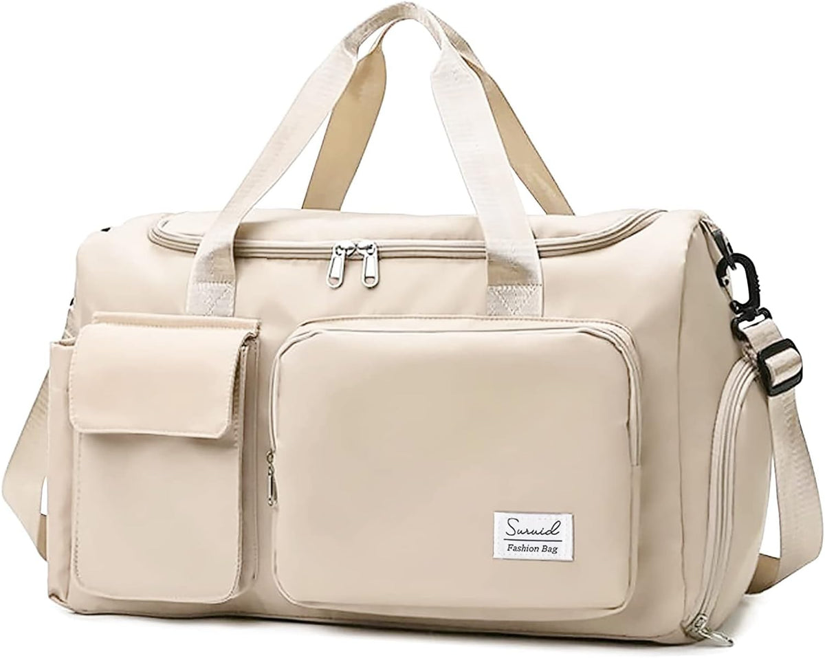 Gym Bag with Shoe Compartment, Sports Duffle Bag for Women, Pink