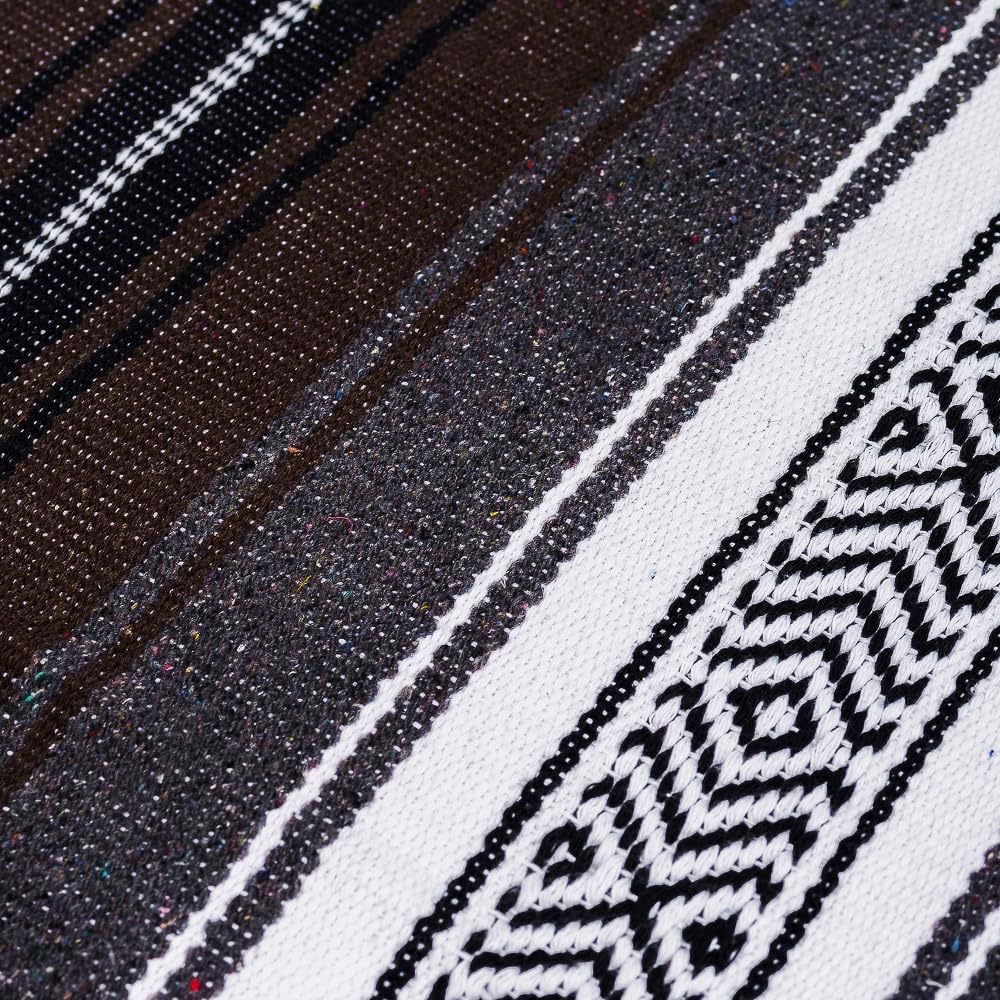 69" L x 51" W Large Mexican Blanket - Perfect as Yoga Outdoor Beach Serape Picnic Camping Woven Blanket, Boho Home Décor - Red