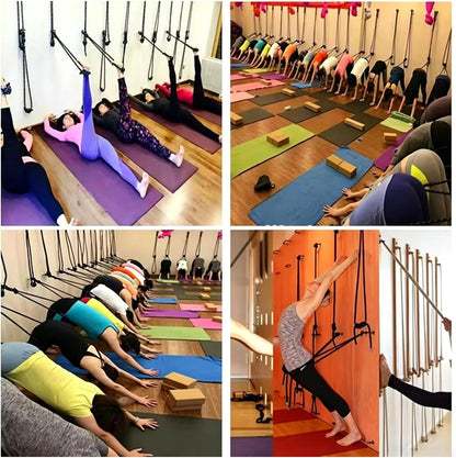 Yoga Wall Rope Set, Inversion & Backbend Training Strap for Deep Stretching, Mobility & Stress Relief, Durable Cotton Rope for Home Yoga Studio Practice, 4 Ropes, 4 Wall Anchors