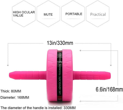 Ab Roller Wheel for Abs Workout - Complete Home Gym Set with AB Wheel Roller, Knee Mat, and Jump Rope (Pink)