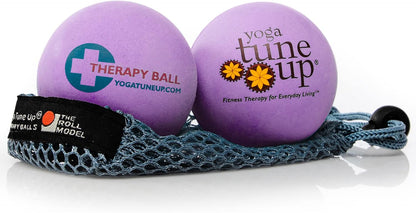YOGA TUNE UP® Therapy Balls in Tote - Massage Balls for Trigger Point, Pressure Point & Myofascial Release - Use as Single or Peanut Ball for Pain Relief & Relaxation (Aqua Blue)