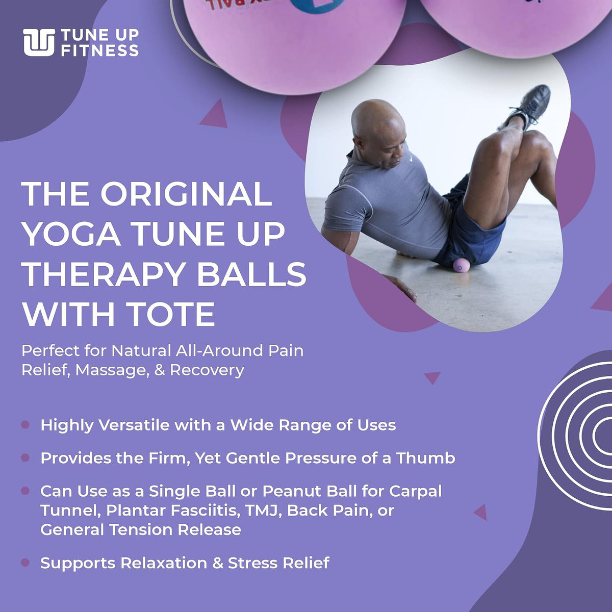 YOGA TUNE UP® Therapy Balls in Tote - Massage Balls for Trigger Point, Pressure Point & Myofascial Release - Use as Single or Peanut Ball for Pain Relief & Relaxation (Aqua Blue)