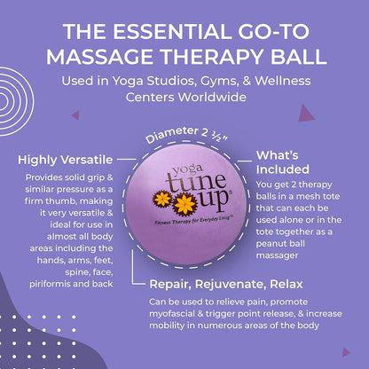 YOGA TUNE UP® Therapy Balls in Tote - Massage Balls for Trigger Point, Pressure Point & Myofascial Release - Use as Single or Peanut Ball for Pain Relief & Relaxation (Aqua Blue)