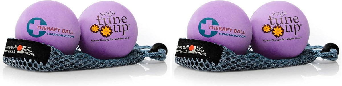YOGA TUNE UP® Therapy Balls in Tote - Massage Balls for Trigger Point, Pressure Point & Myofascial Release - Use as Single or Peanut Ball for Pain Relief & Relaxation (Aqua Blue)