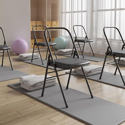 Yoga Chair,Backless Yoga Chair Prop,Pilates Chair,Strength Training Inversion Equipment,Yoga Chair Iyengar,Foldable and Portable Folding Stools for Yoga,Black Triple Beam