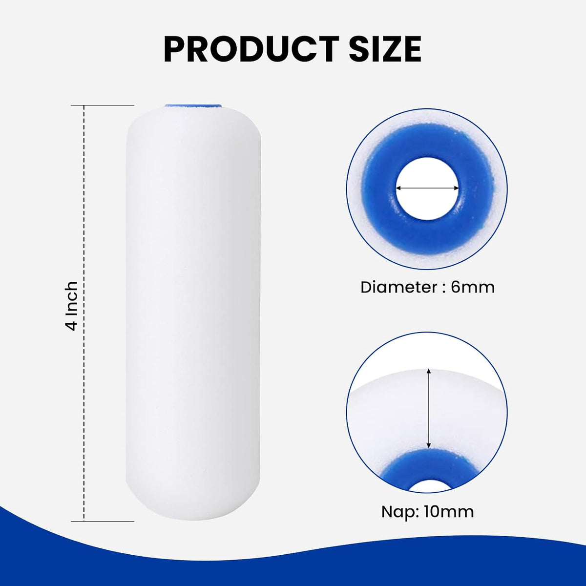 4 Inch Foam Paint Roller Covers, 10-Pack for Cabinets & Doors