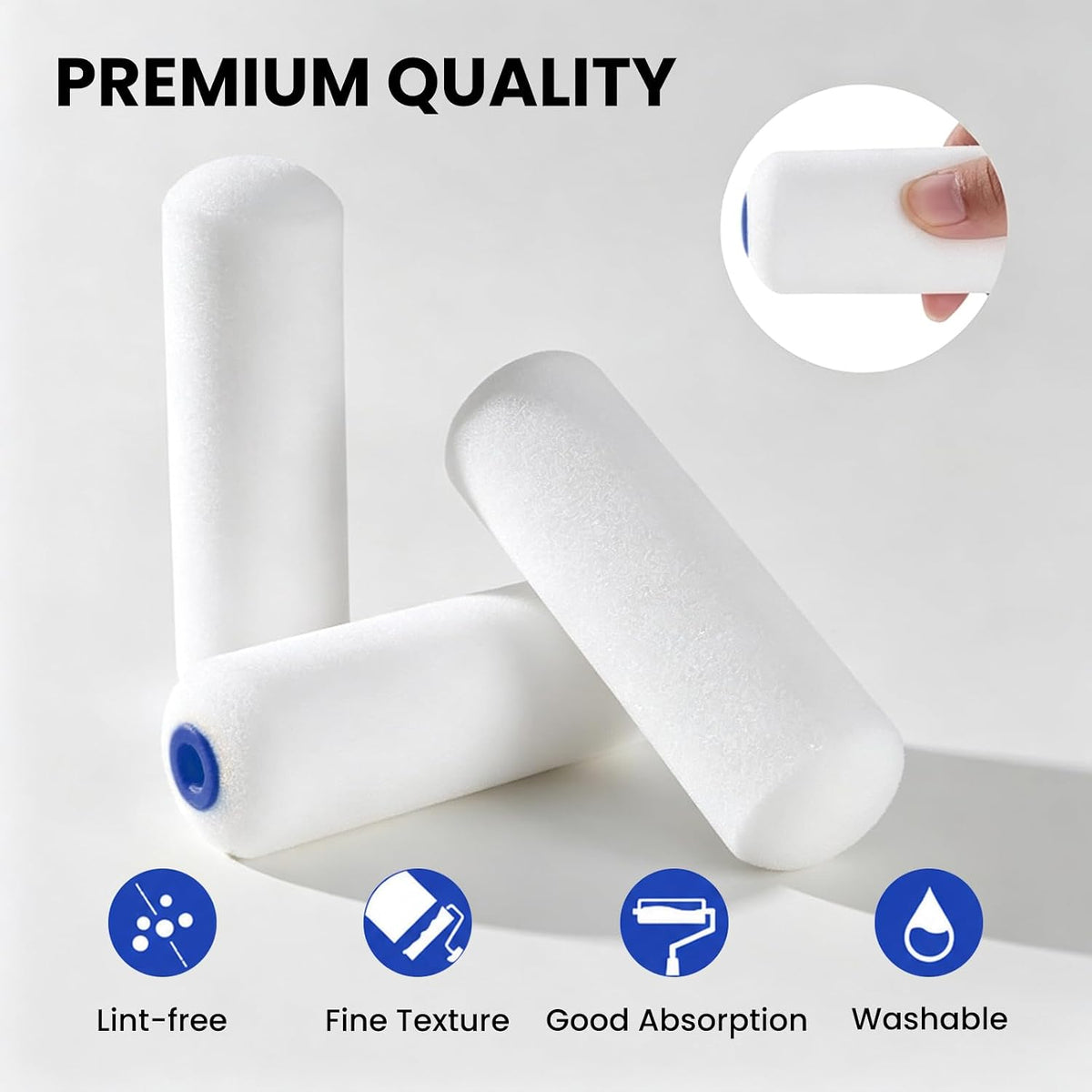 4 Inch Foam Paint Roller Covers, 10-Pack for Cabinets & Doors