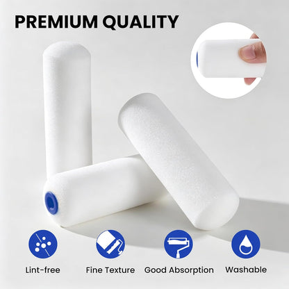 4 Inch Foam Paint Roller Covers, 10-Pack for Cabinets & Doors