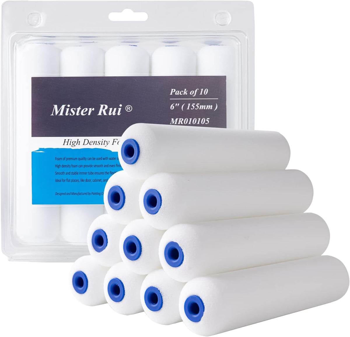 4 Inch Foam Paint Roller Covers, 10-Pack for Cabinets & Doors
