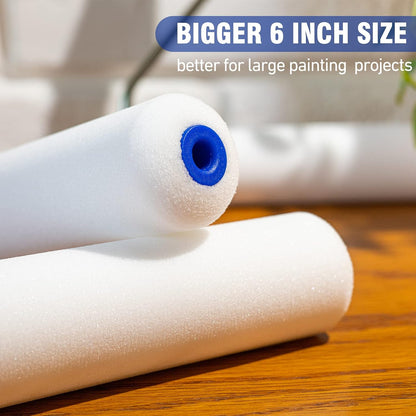 4 Inch Foam Paint Roller Covers, 10-Pack for Cabinets & Doors