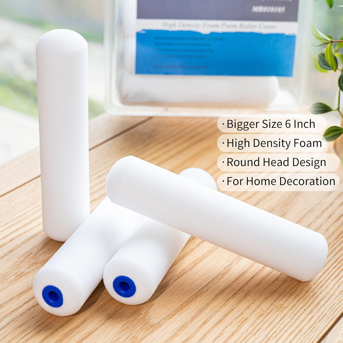 4 Inch Foam Paint Roller Covers, 10-Pack for Cabinets & Doors
