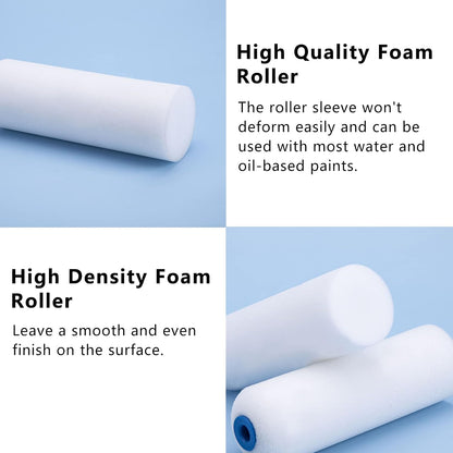 4 Inch Foam Paint Roller Covers, 10-Pack for Cabinets & Doors