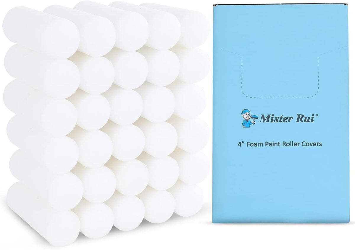 4 Inch Foam Paint Roller Covers, 10-Pack for Cabinets & Doors